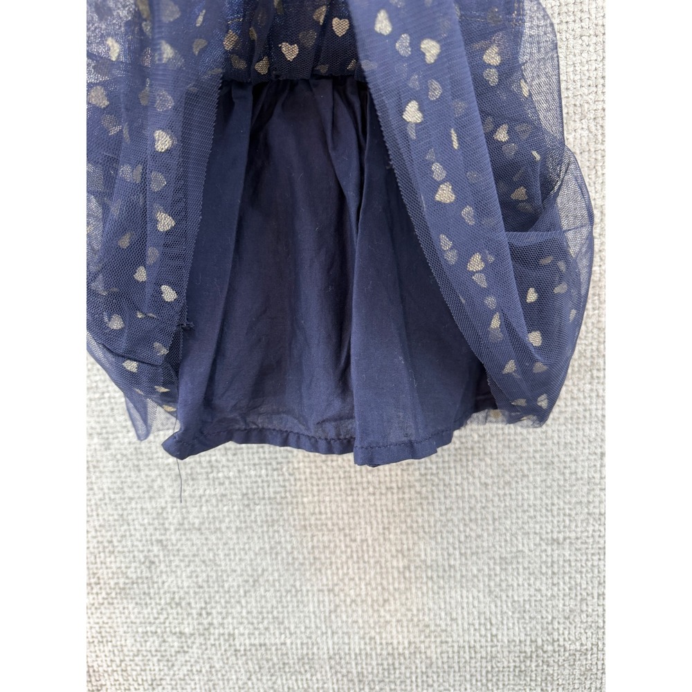 OshKosh Bgosh Vestback Baby Girls Denim Tulle Heart Dress Navy Blue Gold 12M - Picture 3 of 7